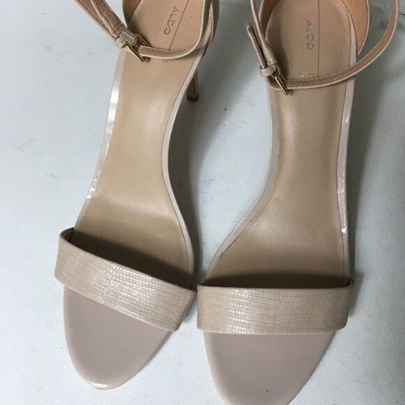 Aldo beige heels snake skin print sandals size 11 - Picture 2 of 7
